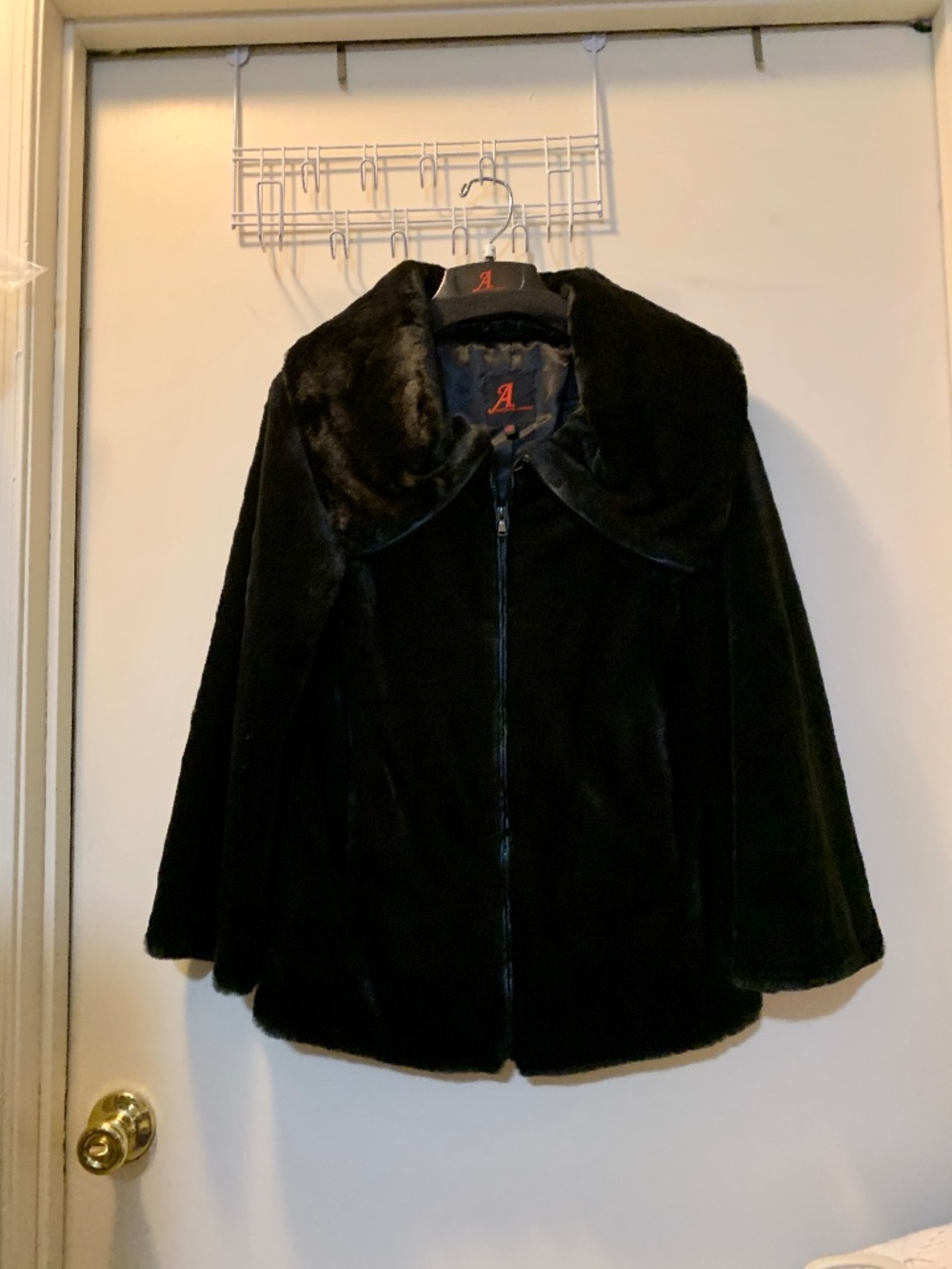 Adrienne Landau Women's Black Faux Vegan Fur Full Zip Closure Jacket - Size XS